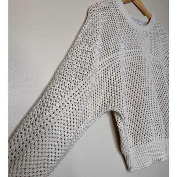 Cleobella Ivory Cable Knit Open Stitch Organic Cotton Sweater SMALL - Picture 3 of 7